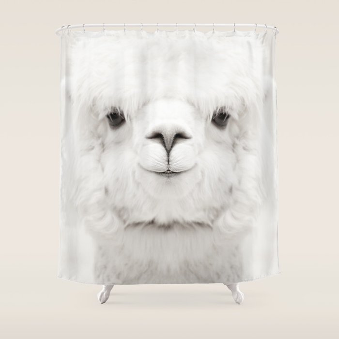 SMILING ALPACA Shower Curtain Gallery Image 1
