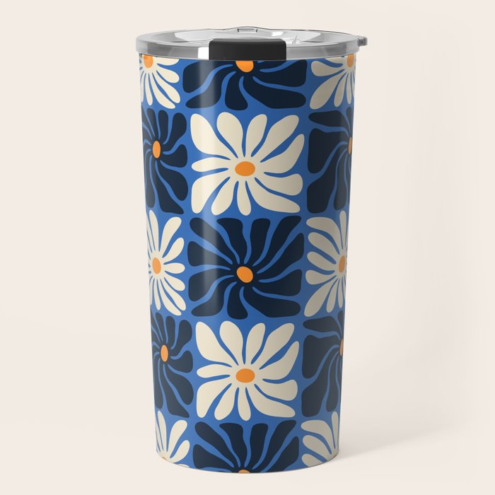 Vintage flower art pattern Travel Mug Gallery Image 1