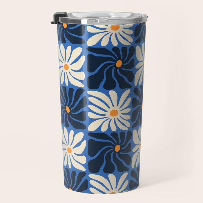 Vintage flower art pattern Travel Mug Gallery Image 3