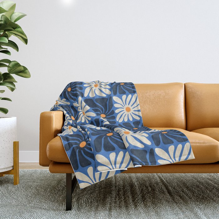 Vintage flower art pattern Throw Blanket Gallery Image 1