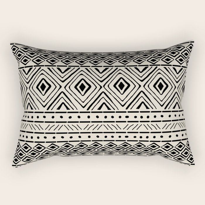 African Mud Cloth // Bone Rectangular Pillow Gallery Image 1