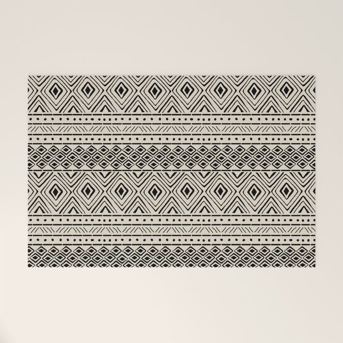 African Mud Cloth // Bone Welcome Mat Gallery Image 1
