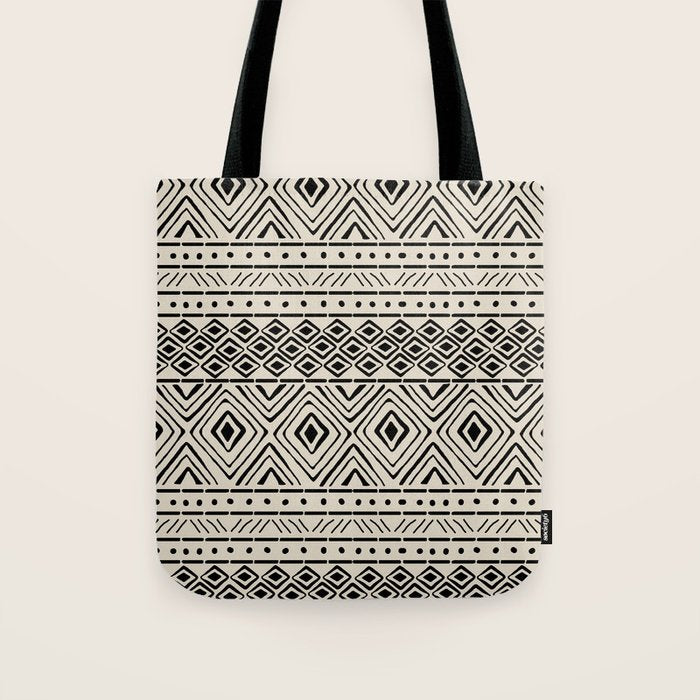 African Mud Cloth // Bone Tote Bag Gallery Image 1