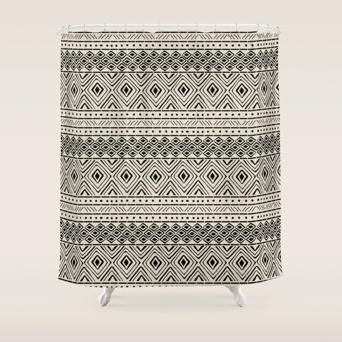 African Mud Cloth // Bone Shower Curtain Gallery Image 1