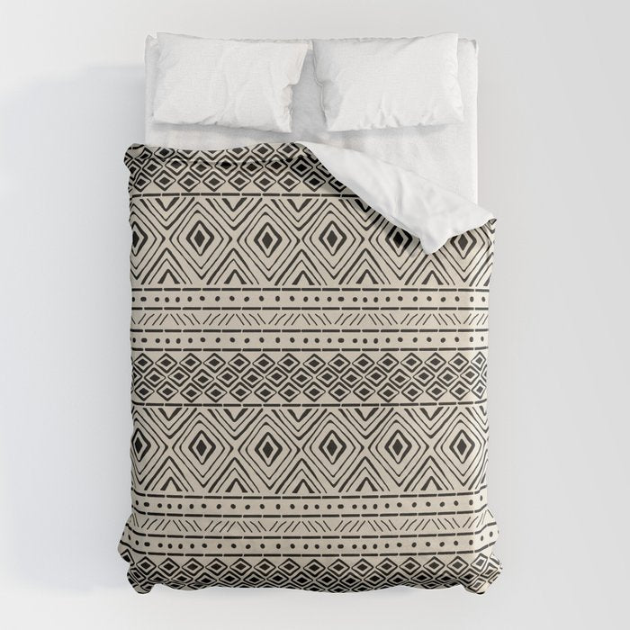 African Mud Cloth // Bone Duvet Cover Gallery Image 6