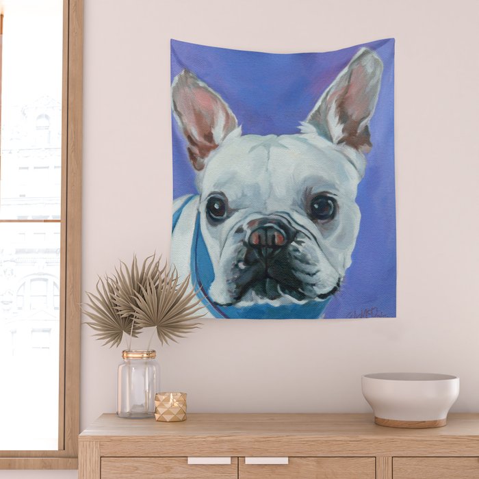 French Bulldog Oil Painting Portrait Wall Tapestry Gallery Image 2