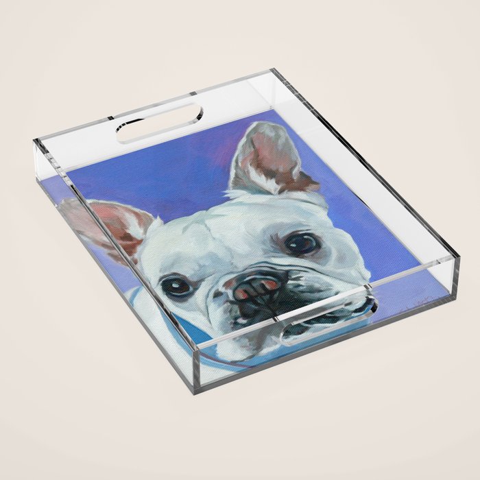 French Bulldog Oil Painting Portrait Acrylic Tray Gallery Image 1
