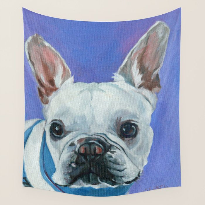 French Bulldog Oil Painting Portrait Wall Tapestry Gallery Image 1