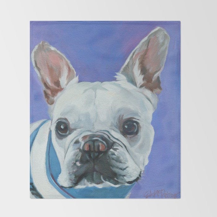 French Bulldog Oil Painting Portrait Throw Blanket Gallery Image 2