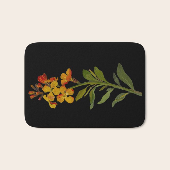 Cheiranthus Cheiri  by Mary Delany Paper Collage Floral Flower Botanical Paper Mosaic Vintage Scientific Plant Anatomy Bath Mat Gallery Image 1