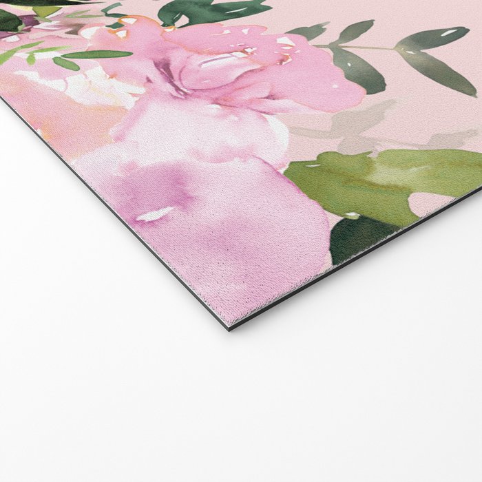 Boho, Vintage, Floral Watercolor, Pink Roses Welcome Mat Gallery Image 2