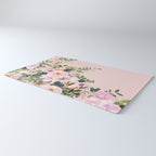 Boho, Vintage, Floral Watercolor, Pink Roses Rug Gallery Image 3