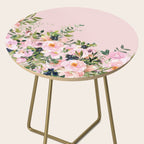 Boho, Vintage, Floral Watercolor, Pink Roses Side Table Gallery Image 2