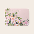 Boho, Vintage, Floral Watercolor, Pink Roses Bath Mat Gallery Image 1