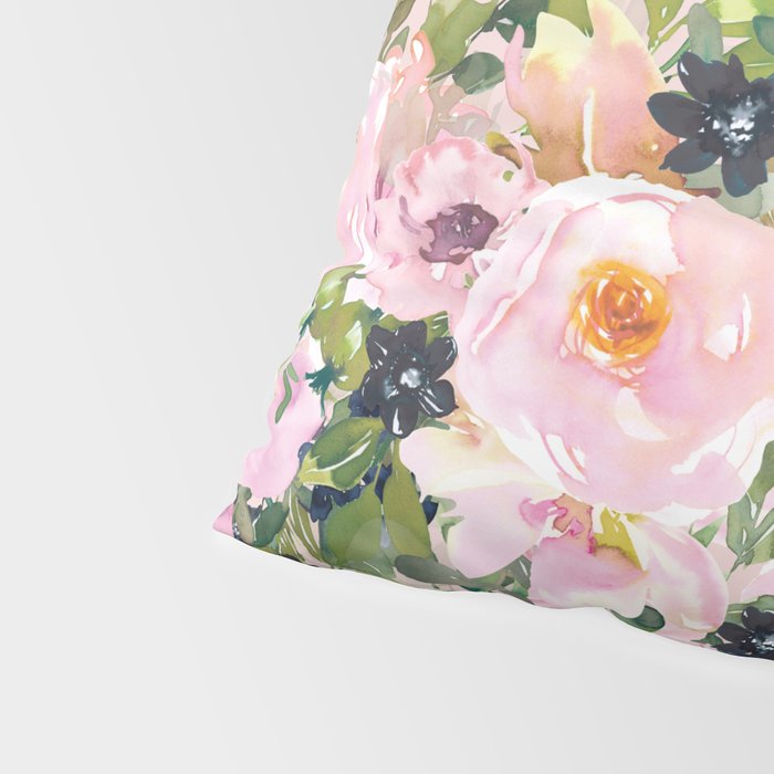 Boho, Vintage, Floral Watercolor, Pink Roses Pillow Sham Gallery Image 4