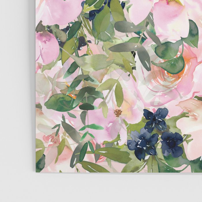 Boho, Vintage, Floral Watercolor, Pink Roses Poster Gallery Image 3