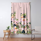 Boho, Vintage, Floral Watercolor, Pink Roses Window Curtain Gallery Image 5