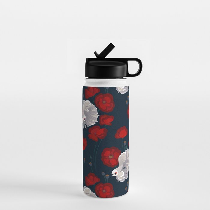 Bettas and Poppies Water Bottle Gallery Image 1