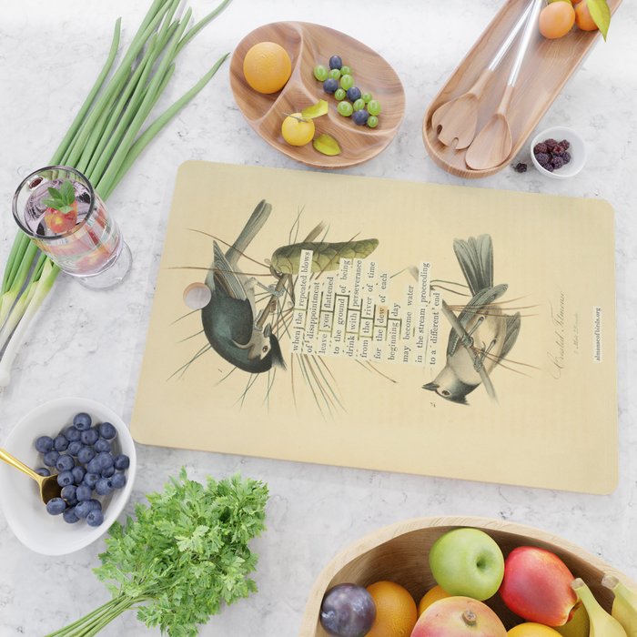 Bird Divinations: Crested Titmouse (about: almanacofbirds.org) Cutting Board Gallery Image 2