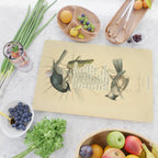 Bird Divinations: Crested Titmouse (about: almanacofbirds.org) Cutting Board Gallery Image 2