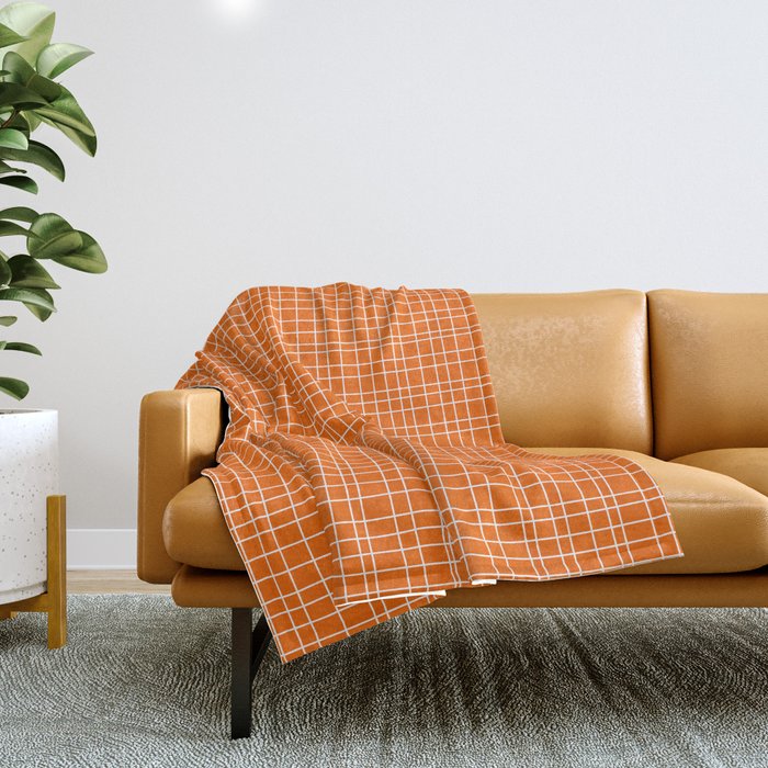 Mid Century Modern Simple Orange Irregular Woven Pattern Throw Blanket Gallery Image 1