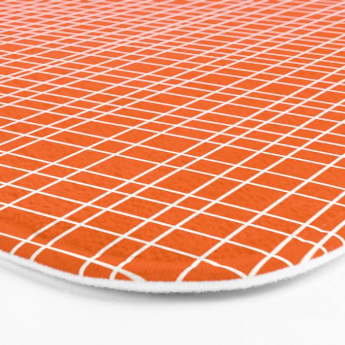 Mid Century Modern Simple Orange Irregular Woven Pattern Bath Mat Gallery Image 3