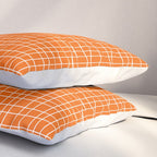 Mid Century Modern Simple Orange Irregular Woven Pattern Pillow Sham Gallery Image 3