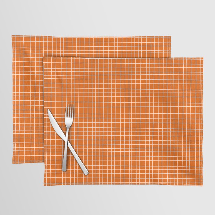 Mid Century Modern Simple Orange Irregular Woven Pattern Placemat Gallery Image 1