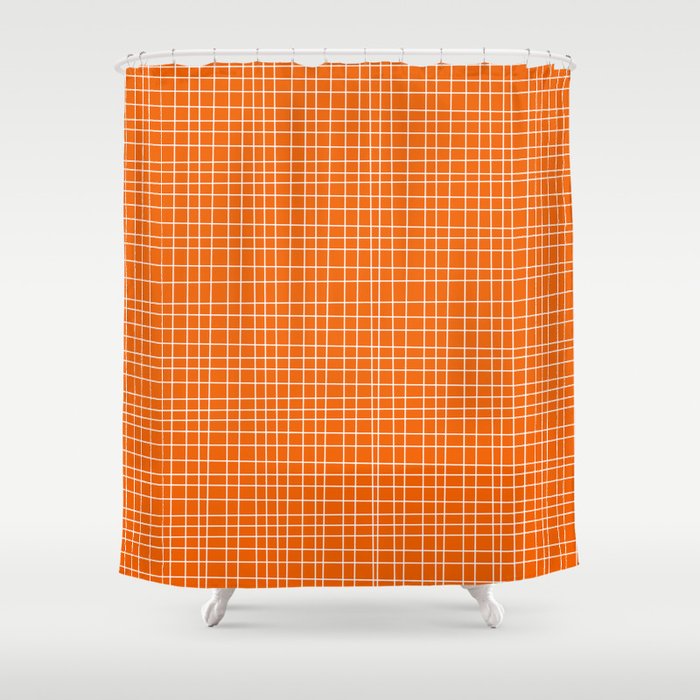 Mid Century Modern Simple Orange Irregular Woven Pattern Shower Curtain Gallery Image 1