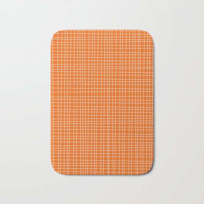 Mid Century Modern Simple Orange Irregular Woven Pattern Bath Mat Gallery Image 1