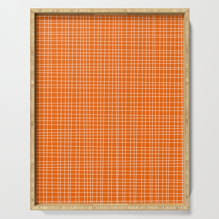 Mid Century Modern Simple Orange Irregular Woven Pattern Serving Tray Gallery Image 1