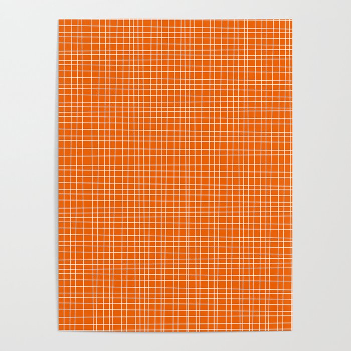 Mid Century Modern Simple Orange Irregular Woven Pattern Poster Gallery Image 1
