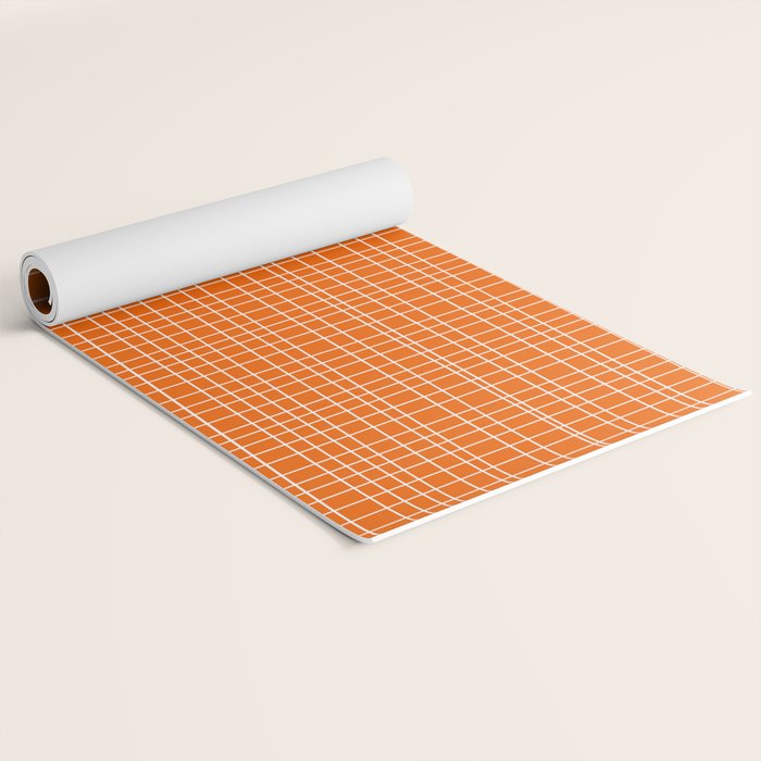 Mid Century Modern Simple Orange Irregular Woven Pattern Yoga Mat Gallery Image 2