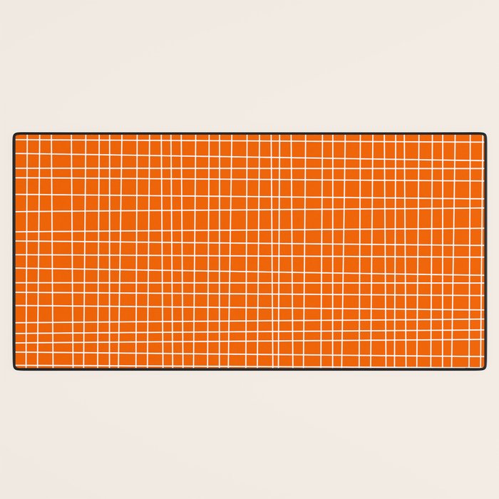 Mid Century Modern Simple Orange Irregular Woven Pattern Desk Mat Gallery Image 3