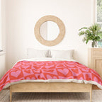 Red love heart checkered pattern Duvet Cover Gallery Image 3