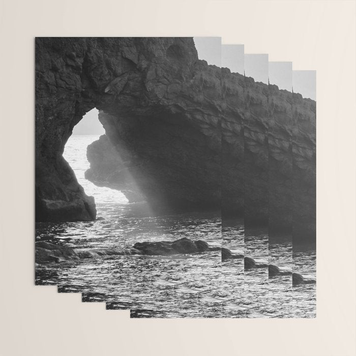 Sunrays Through The Arch. Del Medio Beach. At Sunrise. Bw Wrapping Paper Gallery Image 3