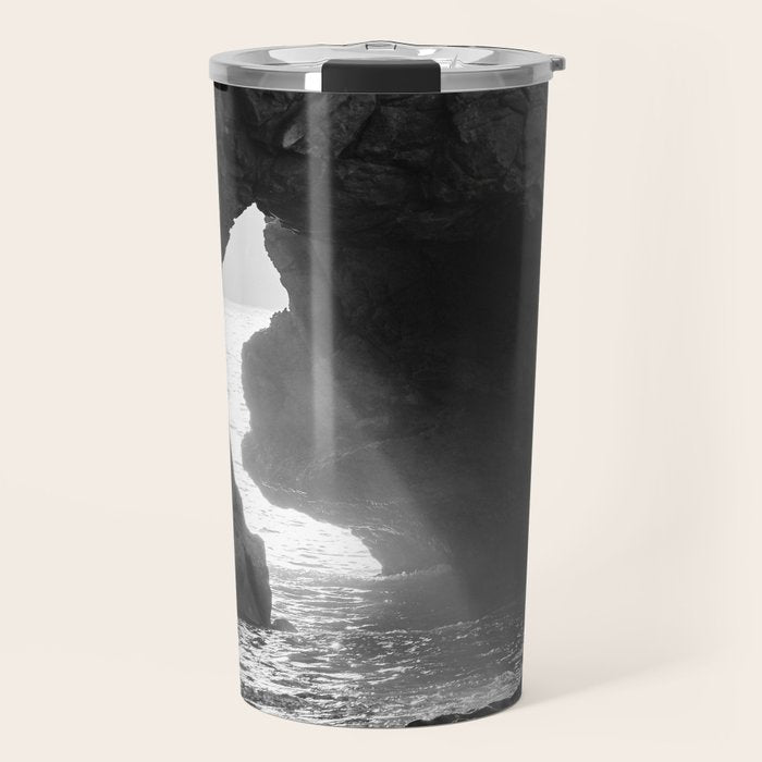 Sunrays Through The Arch. Del Medio Beach. At Sunrise. Bw Travel Mug Gallery Image 1