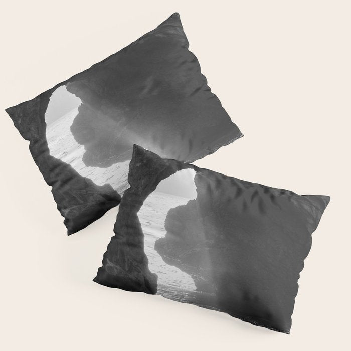 Sunrays Through The Arch. Del Medio Beach. At Sunrise. Bw Pillow Sham Gallery Image 3