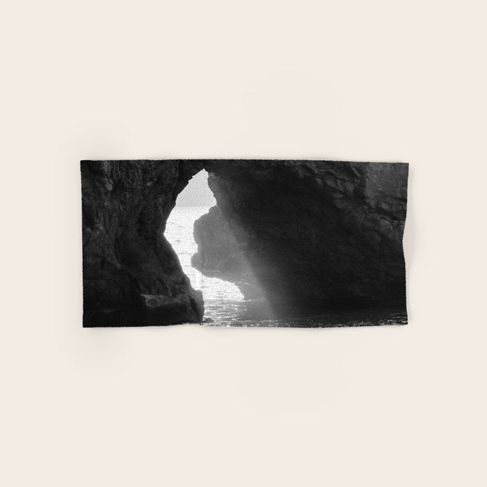 Sunrays Through The Arch. Del Medio Beach. At Sunrise. Bw Bath Towel Gallery Image 1