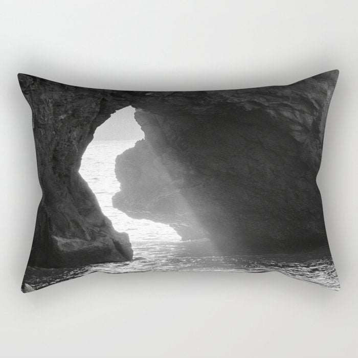 Sunrays Through The Arch. Del Medio Beach. At Sunrise. Bw Rectangular Pillow Gallery Image 2