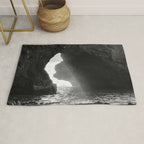 Sunrays Through The Arch. Del Medio Beach. At Sunrise. Bw Rug Gallery Image 1