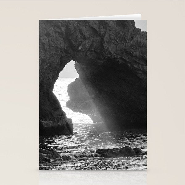 Sunrays Through The Arch. Del Medio Beach. At Sunrise. Bw Stationery Card Gallery Image 1