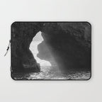 Sunrays Through The Arch. Del Medio Beach. At Sunrise. Bw Laptop Sleeve Gallery Image 1