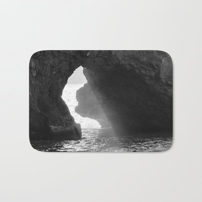 Sunrays Through The Arch. Del Medio Beach. At Sunrise. Bw Bath Mat Gallery Image 1