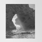 Sunrays Through The Arch. Del Medio Beach. At Sunrise. Bw Throw Blanket Gallery Image 2