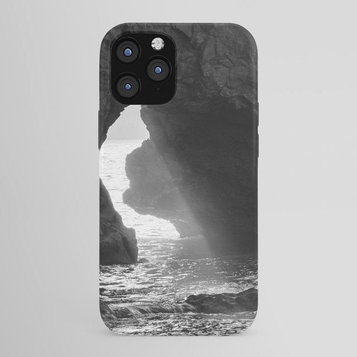 Sunrays Through The Arch. Del Medio Beach. At Sunrise. Bw iPhone Case