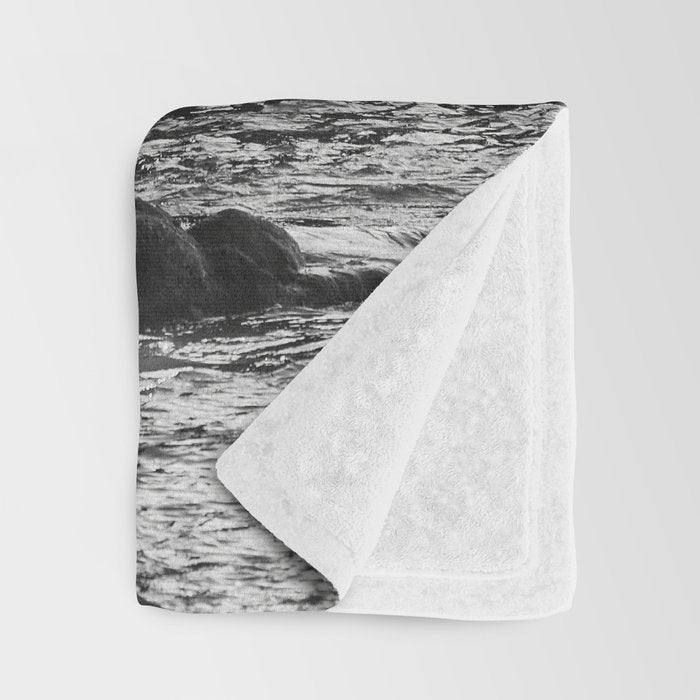 Sunrays Through The Arch. Del Medio Beach. At Sunrise. Bw Throw Blanket Gallery Image 3