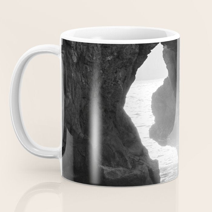 Sunrays Through The Arch. Del Medio Beach. At Sunrise. Bw Coffee Mug Gallery Image 3