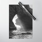 Sunrays Through The Arch. Del Medio Beach. At Sunrise. Bw Wrapping Paper Gallery Image 1