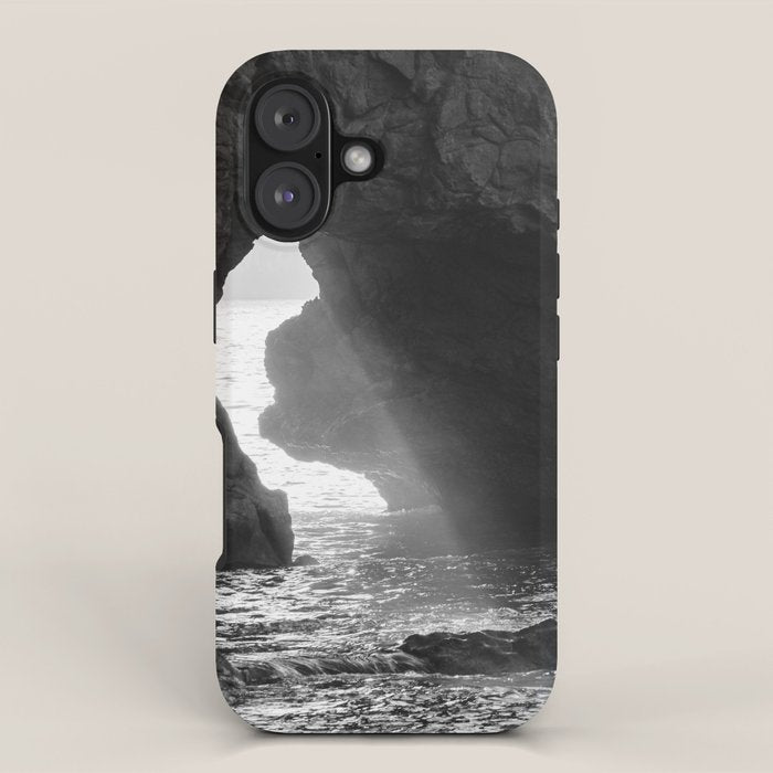 Sunrays Through The Arch. Del Medio Beach. At Sunrise. Bw iPhone Case Gallery Image 1